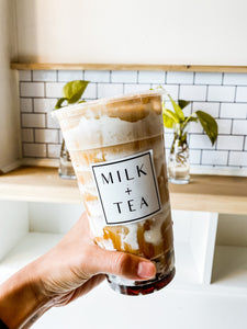 MILK + TEA HOUSE SPECIAL - Brown sugar milk black tea with foam and tapioca