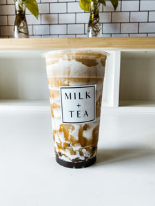 MILK + TEA HOUSE SPECIAL - Brown sugar milk black tea with foam and tapioca